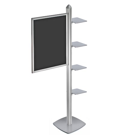 Azar Displays Sky Tower Display Kit W/ 22"x28" Slide-in Frame and 4 Shelves 300295-SLV